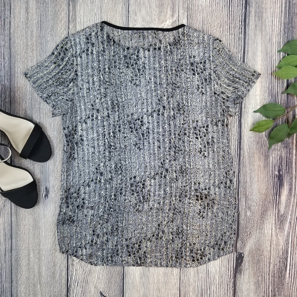 Ella Moss Lynx Sheer Metallic Animal Print Blouse - Picture 6 of 10